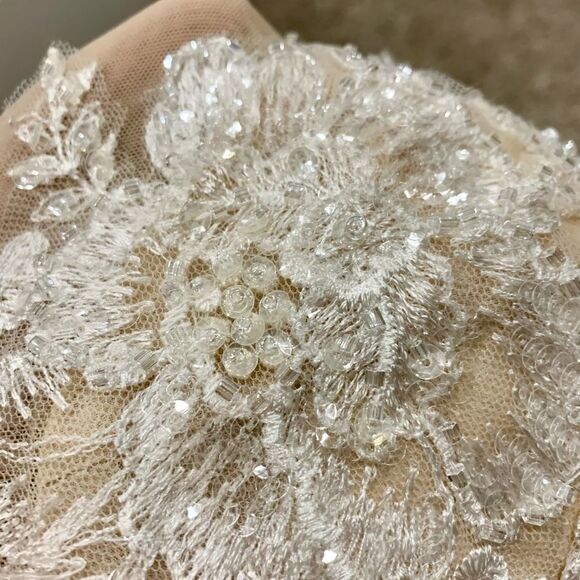 Custom Long Sleeves Embroidered Floral Lace With Sequins and Crystal Beads Gown - Picture 7 of 16